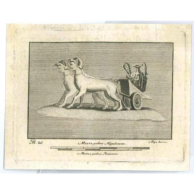 Ancient roman fresco, from the series "antiquities of herculaneum", is an original etching on paper realized from a design...