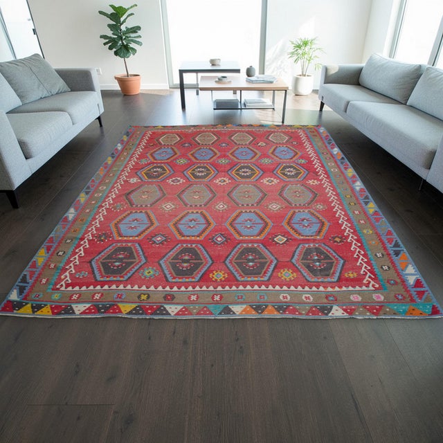 Tribal Vintage Hand-Woven Wool Turkish Rug - 8′8″ X 11′7″ For Sale - Image 3 of 15