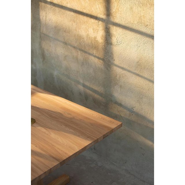 Gaspard Dining Table 180 in Light Oak and Brass by Eberhart Furniture For Sale - Image 4 of 18