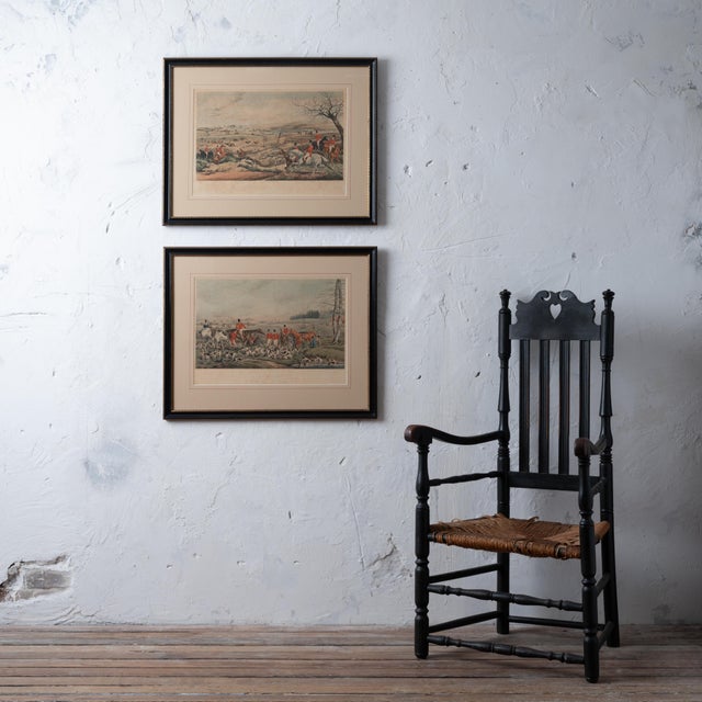 A pair of hand-colored Henry Alken hunt scenes published by Tregear and Co. in Hogarth frames, first half of the 19th...