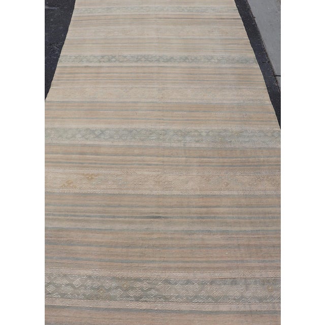 Vintage Turkish Gallery Kilim With Soft Sand, Pale Sage, and Powder Blue For Sale In Atlanta - Image 6 of 12