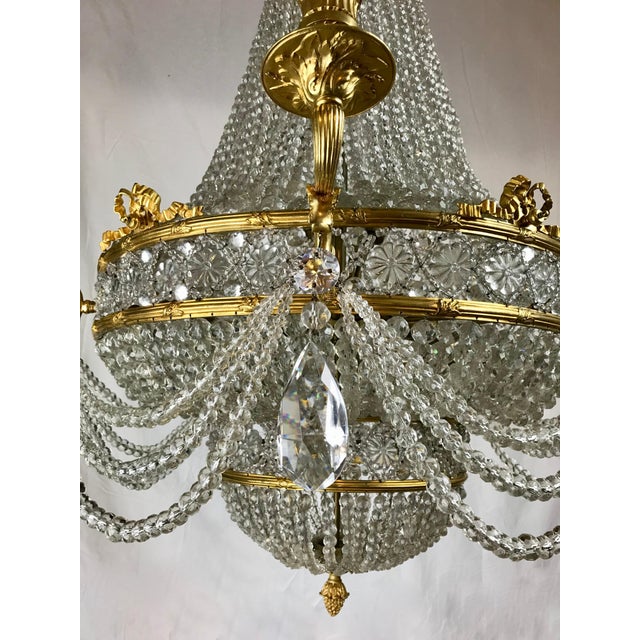 Large Signed E. F. Caldwell Bronze and Crystal Empire Style Chandelier For Sale - Image 12 of 12