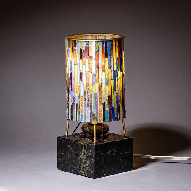 Small Table Lamp with Glass Shade, 1960s For Sale - Image 9 of 9