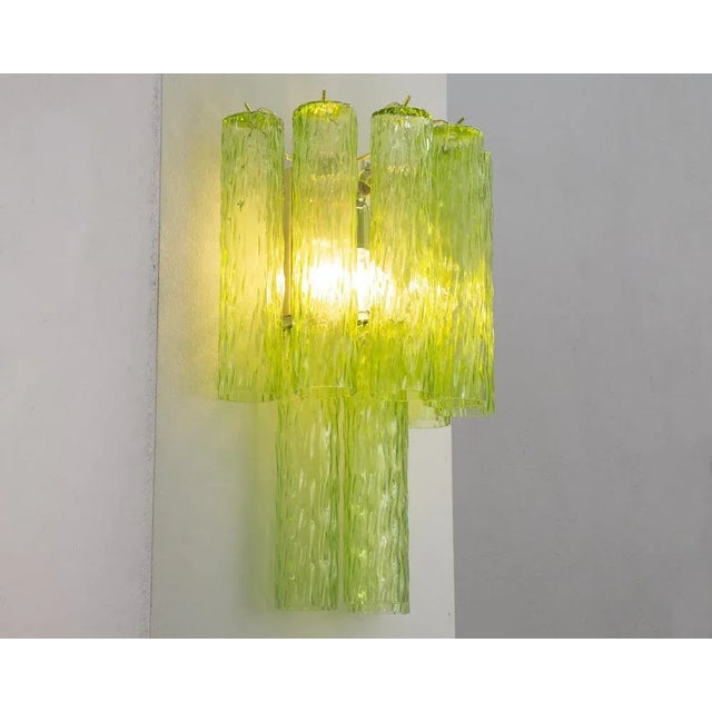 Metal Large Wall Light in Green Murano Glass, 1990s For Sale - Image 7 of 12