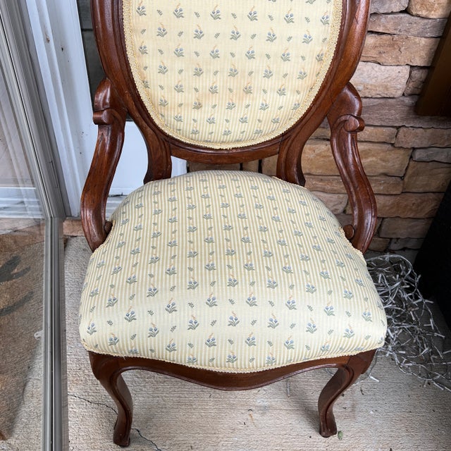 Yellow 1970s Wooden Chair With Yellow Covered Cushions For Sale - Image 8 of 8