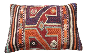 Turkish Vintage Lumbar Kilim Rug Pillow Cover Cushion Case