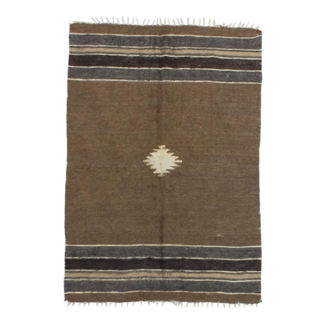 1960s Vintage Turkish Blanket / Kilim Rug - 4′4″ × 6′1″ For Sale
