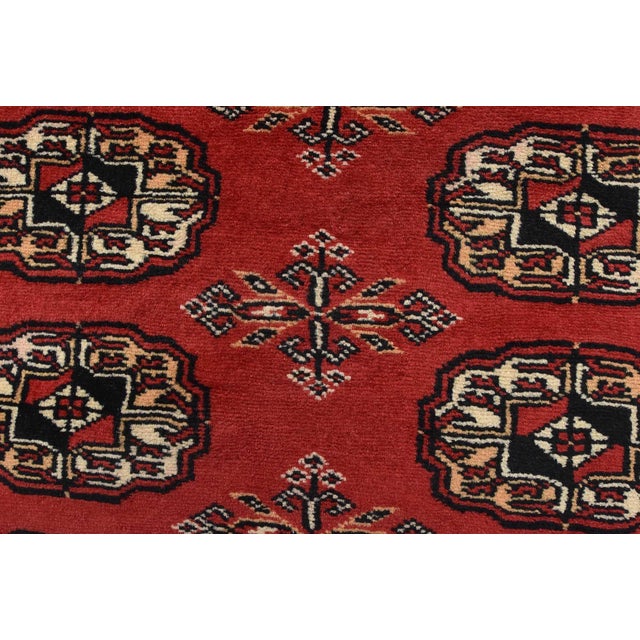 Textile Bokhara Rug 3’2” X 5’3” Red Wool Tribal Hand-Knotted Oriental Carpet For Sale - Image 7 of 13