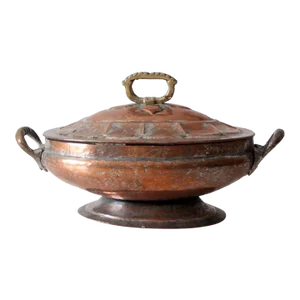 Antique Copper Oval Serving Dish