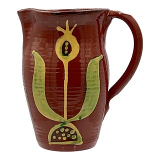 1990s Jeff White Redware Pottery Signed, Stamped #15 Pitcher Created for the 250th Anniversary of Linden Hall School for Girls, Lititz, Pa For Sale