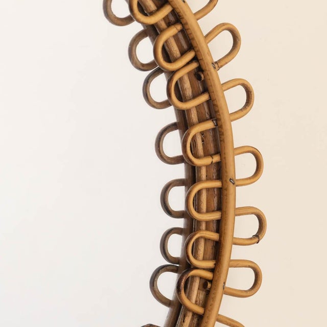 1960s Italian Rattan Circular Loop Mirror For Sale - Image 9 of 9