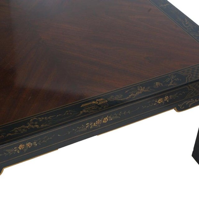 Chinoiserie Drexel Heritage Mahogany and Ebonized Chinoiserie Decorated Low Table C1950 For Sale - Image 3 of 9