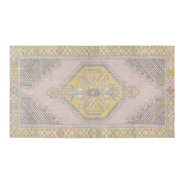 Vintage Turkish Anatolian Hand Knotted Wool Rug, 3'7''x6'6'' For Sale