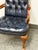 Late 20th Century Queen Anne Style Tufted Blue Leather Armchair, Vintage For Sale - Image 5 of 14