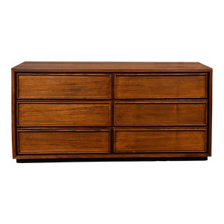Mid Century Modern 6 Drawer Dresser by Dillingham Walnut & Pecky Cypress For Sale
