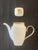 Classic white coffeepot with lid and gold accent by Lenox. Part of it's now discontinued Eternal White Dimension II...