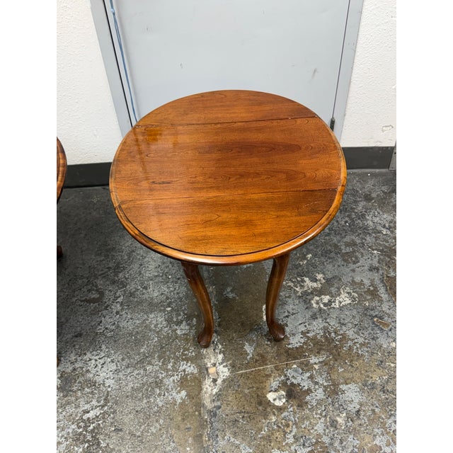 Brown Queen Anne Style Drop-Leaf Side Tables, Pair For Sale - Image 8 of 12