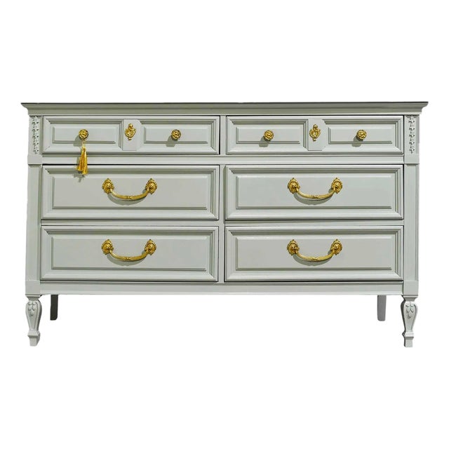 Mid Century French Louis Style Dresser by Dixie - Newly Painted For Sale