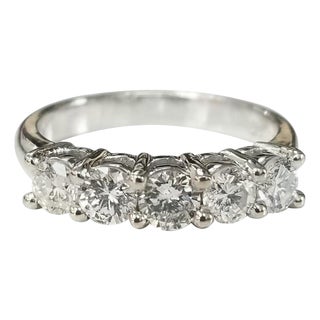 14 Karat 5-Stone Diamond Ring Weighing .95pts, Size 6.25 For Sale