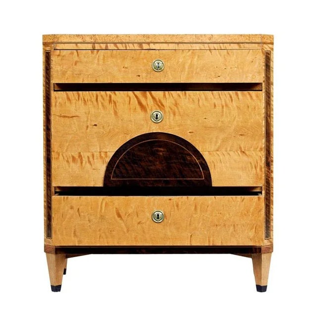 Traditional Swedish Biedermeier Inlaid Birch Chest of Drawers For Sale - Image 3 of 9