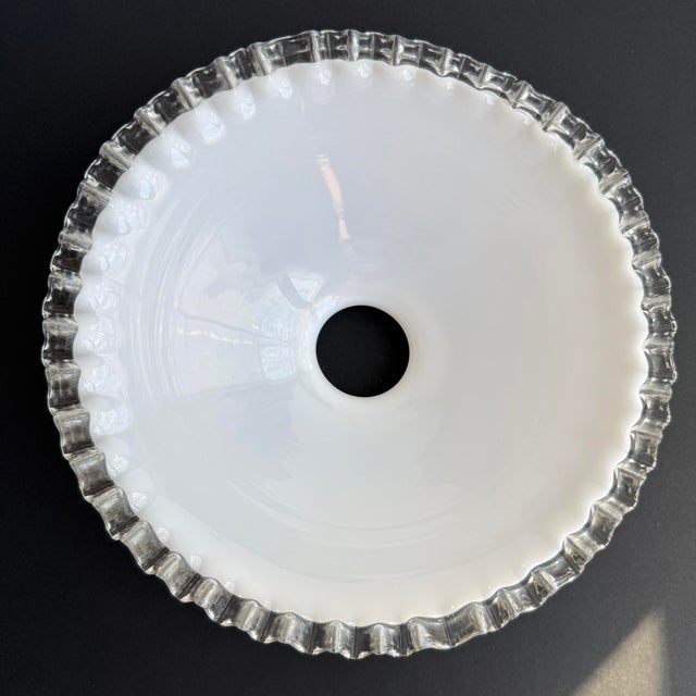 French White Opaline Glass “Frill” Pendant Light, 1930s For Sale In Buffalo - Image 6 of 7