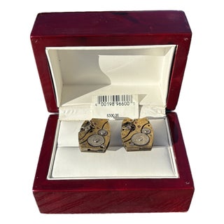 Mid 20th Century For the Wrist Watch Enthusiast - Pair of Sterling Silver Framed Movement Cufflinks For Sale