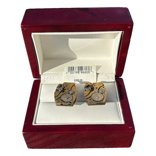 Mid 20th Century For the Wrist Watch Enthusiast - Pair of Sterling Silver Framed Movement Cufflinks For Sale