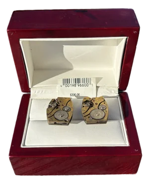 Mid 20th Century For the Wrist Watch Enthusiast - Pair of Sterling Silver Framed Movement Cufflinks