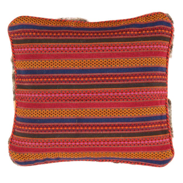 This Gabbeh pillow is made of high-quality LAMBS WOOL The piece was crafted with good workmanship. Gabbeh rugs are made by...