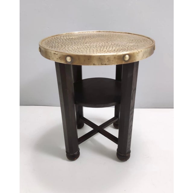 Secessionist Coffee Table with Shelf and Round Brass Top from Durmast, Austria, 1920s For Sale - Image 11 of 11