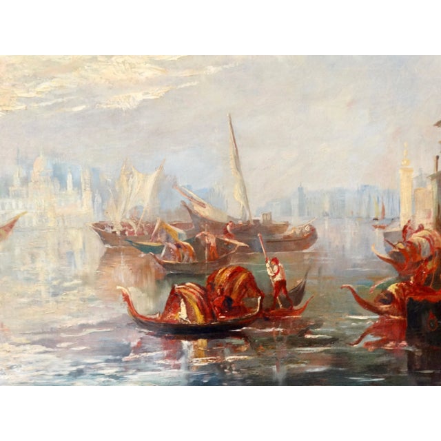 Antique Oil Painting Venice Francis Moltino (1818 - 1874) Listed Artist For Sale - Image 9 of 11