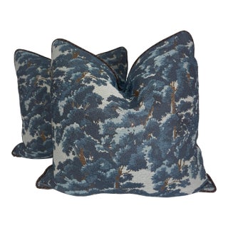 Anna Elizabeth for Greenhouse Fabrics Tapestry in Baltic 22" Pillows-a Pair For Sale