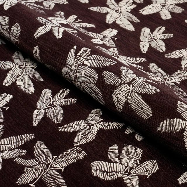 Schumacher SAMPLE - Schumacher x Caroline Z Hurley Hibiscus Fabric In Plum For Sale - Image 4 of 4