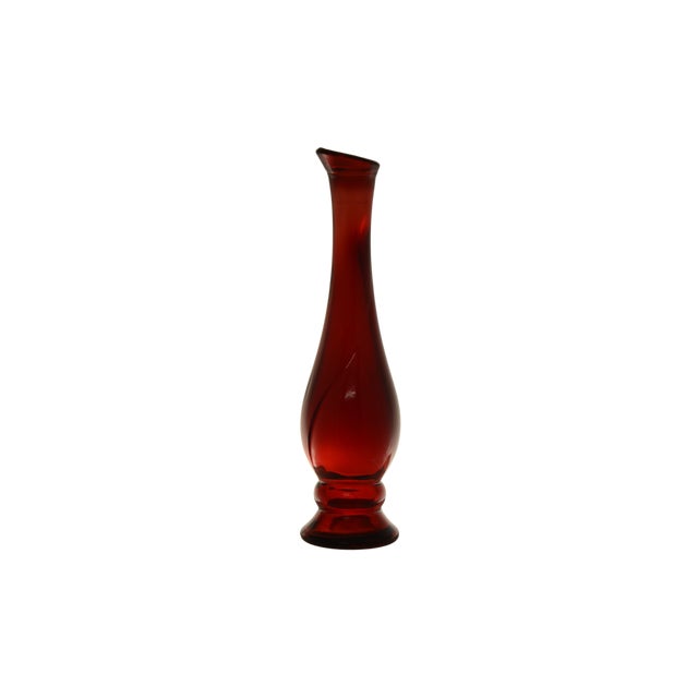Ruby Red Glass Bud Vase | Chairish