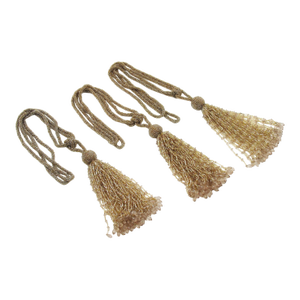 Art Deco Trio of Crystal Beads Curtain Tassel Tiebacks Retainers