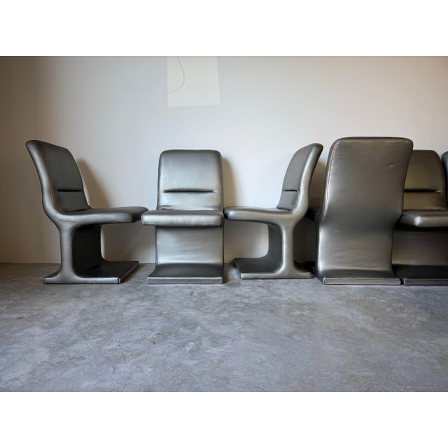 Gray 1984 Set of Six Postmodern Dining Chairs by Vladimir Kagan for Preview For Sale - Image 8 of 12