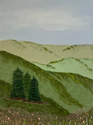 "Mountains, Trees and Wildflowers" Original Landscape Painting by Deb Bossert