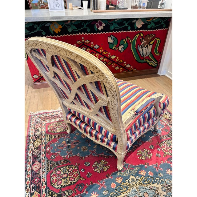 Blue Mid 20th Century Drexel Heritage Louis XV Upholstered Bergere Chair For Sale - Image 8 of 11