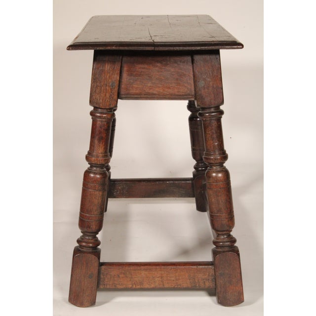 William and Mary Style English Oak Joint Stool For Sale - Image 4 of 10