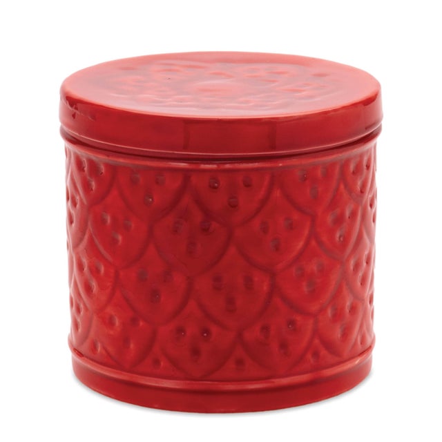 Contemporary Red Metal Container with Lid (Set of 2) For Sale - Image 3 of 5
