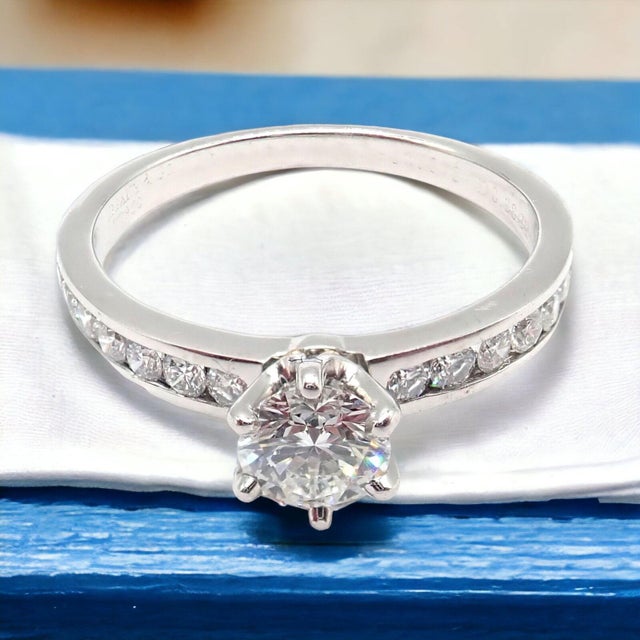 Tiffany & Co. Platinum 0.59ctw Diamond Engagement Ring sz 5.25 For Sale In Philadelphia - Image 6 of 12