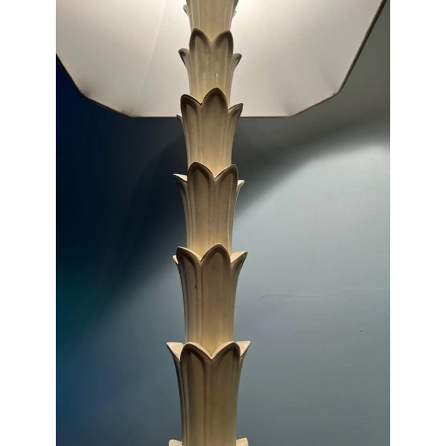 Modern 1970s White Palm Frond Serge Roche Style Floor Lamp For Sale - Image 3 of 6