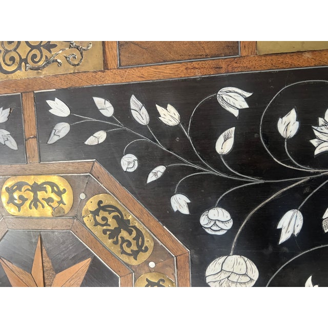 Ceremonial Table in Blackened Wood with Marquetry Top, Spain, 19th Century For Sale - Image 6 of 18