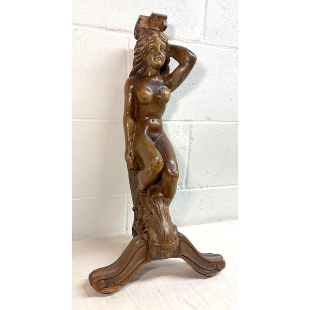 This antique 19th century hand carved nude lady sculpture is a unique piece of architectural salvage. The statue, sculpted...