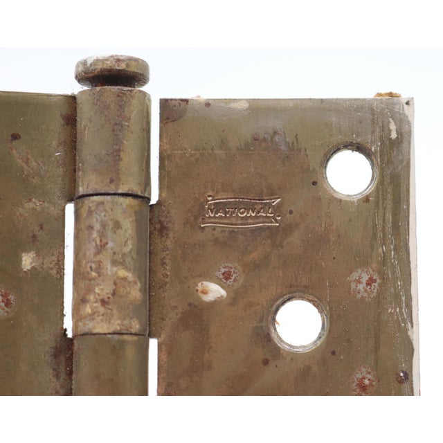 Traditional Pair of Vintage 4 X 4 In. Brass Plated Steel Door Hinges For Sale - Image 3 of 6