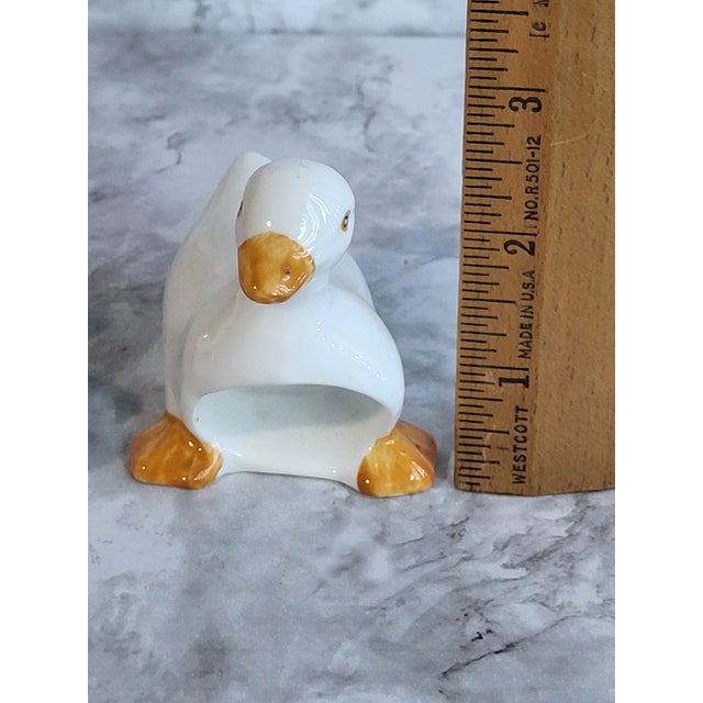 1960s Mid Century Modern Ceramic Duck Napkin Ring Holders - Pair For Sale - Image 9 of 10