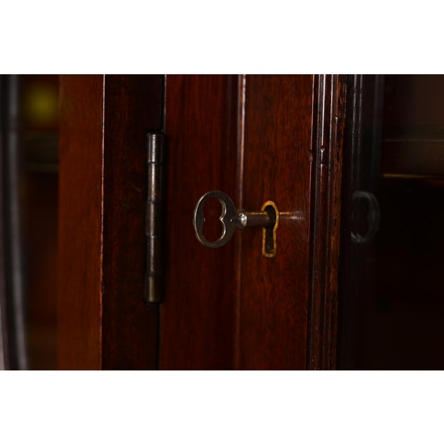 Charak Furniture Georgian Flame Mahogany Breakfront Bookcase Cabinet With Carved Eagle Finial, 1940s For Sale - Image 9 of 13