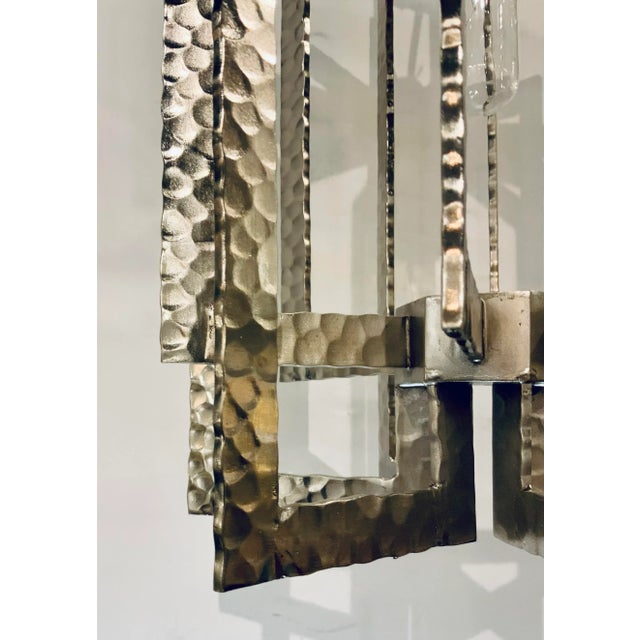 Stylish Modern Hammer Silver Finished Metal Pendant Light, showroom floor sample