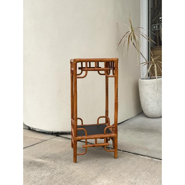 Bamboo Planter Stand Vintage Hollywood Regency Chinoiserie Tall Coastal For Sale - Image 4 of 14