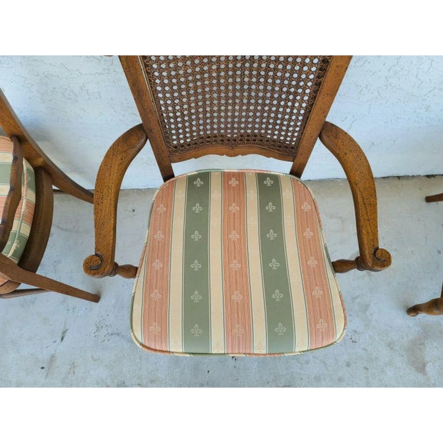 Brown Vintage French Country Oak Wingback Dining Chairs - Set of 6 For Sale - Image 8 of 12